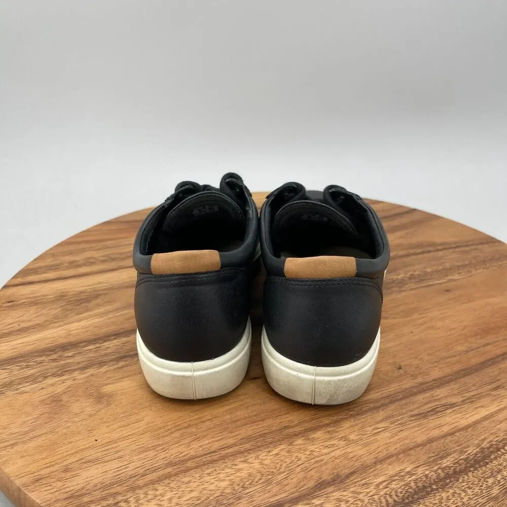 Ecco Soft 7 Shoes Women 9 / 40 Black Leather Casual Comfort Walking Sneakers